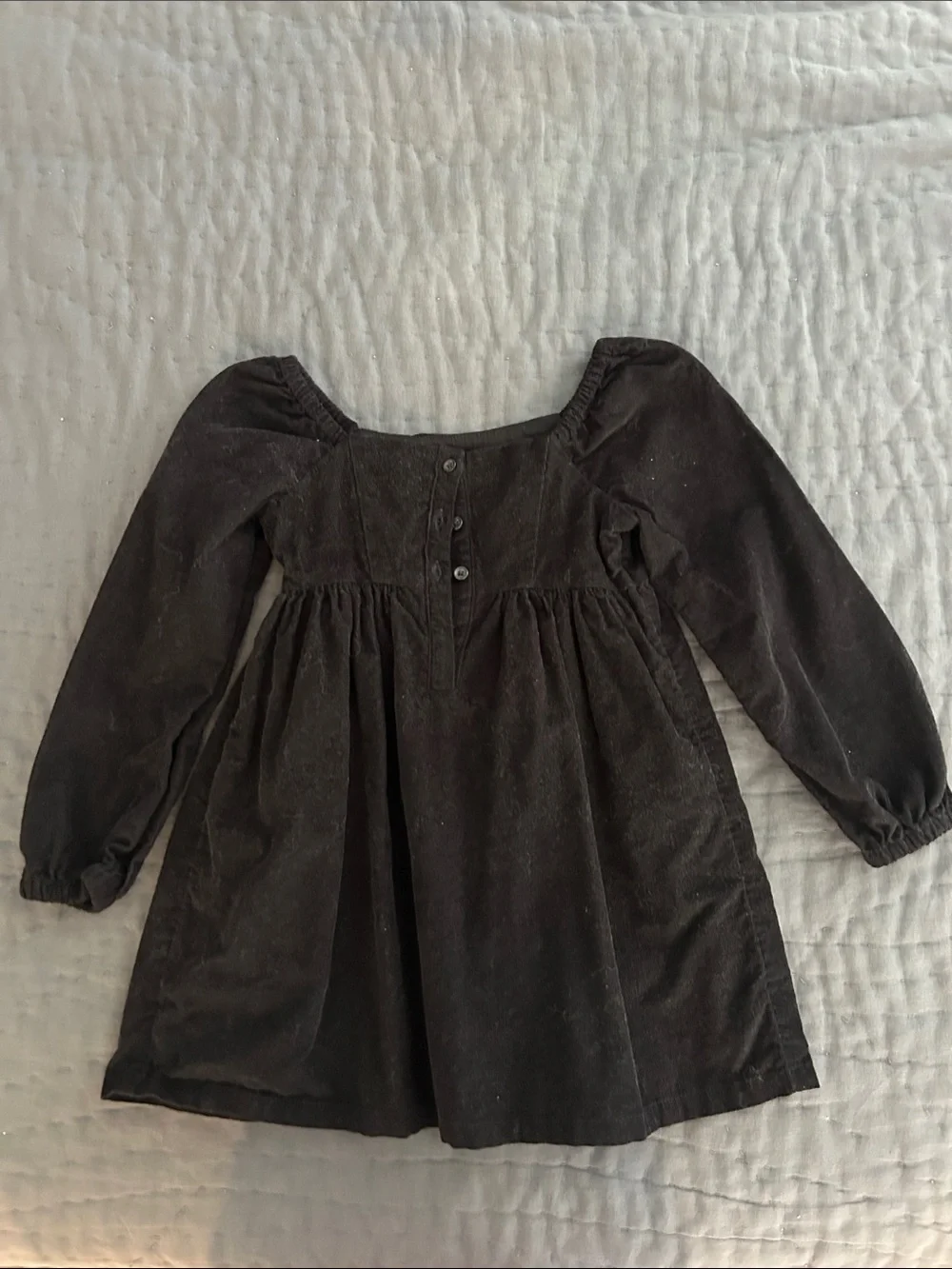 GAP Black Velvet Long-Sleeve Square-Neck Girls Dress